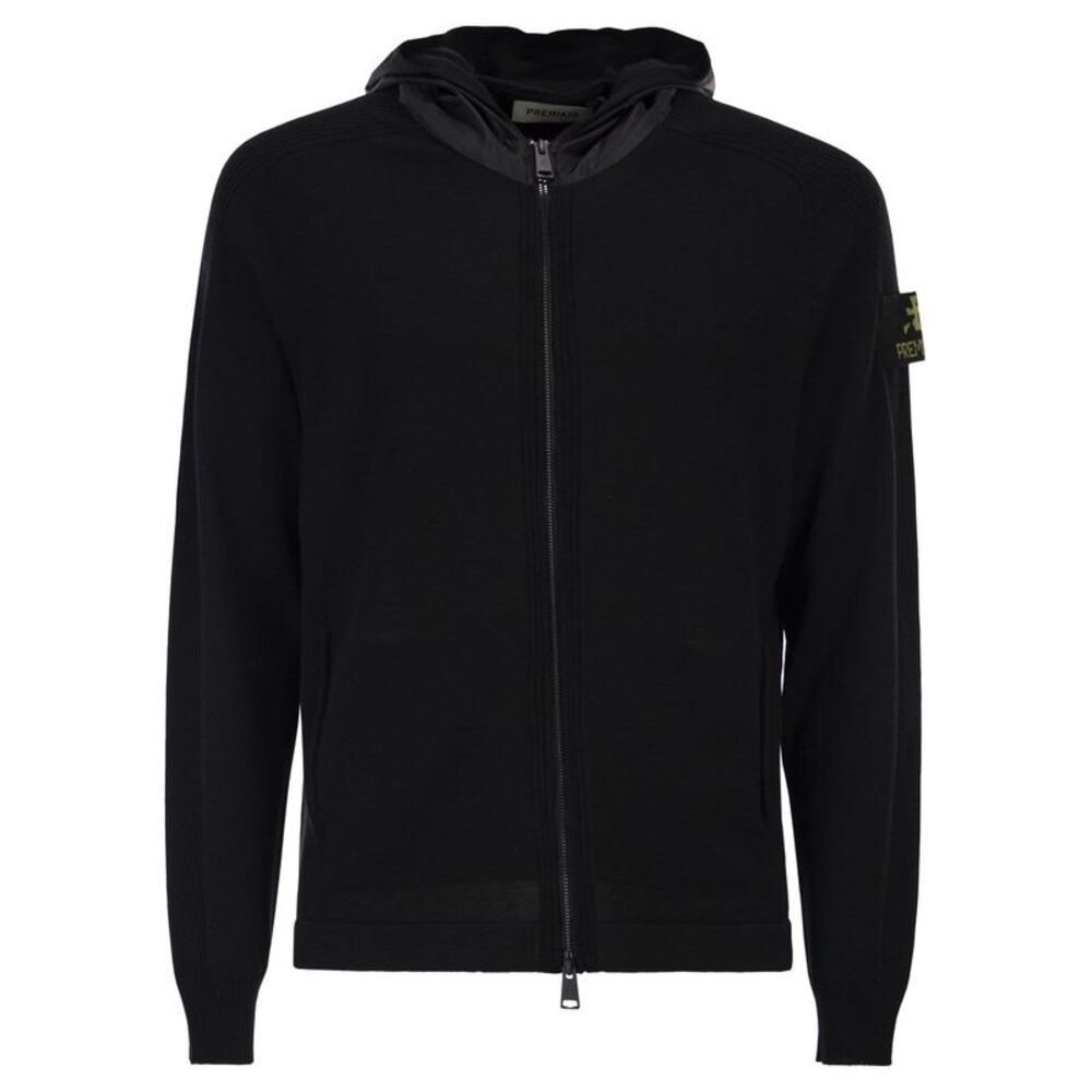 Premiata Men Wool Cardigan With Nylon Hood